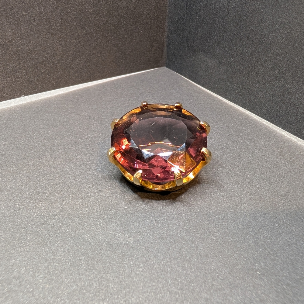 Vintage Gold Tone Purple Brooch